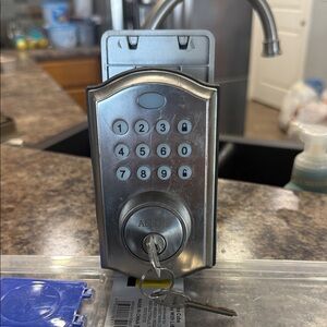 Silver Electronic Keypad Deadbolt Lock with Keys
